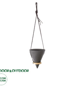 GloboStar® Artificial Garden AIGINA 20466 Κρεμαστό Πήλινο Κεραμικό Κασπώ Γλάστρα - Flower Pot Μαύρο Φ13cm x Υ15cm