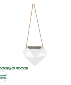 GloboStar® Artificial Garden HERAKLIO 20467 Κρεμαστό Πήλινο Κεραμικό Κασπώ Γλάστρα - Flower Pot Λευκό Μ13.5 x Π15.5 x Υ37cm