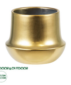 GloboStar® Artificial Garden KERKYRA 20474 Πήλινο Κεραμικό Κασπώ Γλάστρα - Flower Pot Χρυσό Φ13cm x Υ23cm