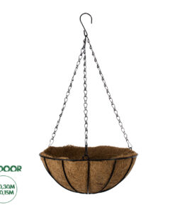GloboStar® Artificial Garden SALAMINA 20480 Κρεμαστό Κασπώ Γλάστρα - Flower Pot από Φλοιό Καρύδας Καφέ Φ30cm x Υ15cm