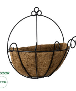 GloboStar® Artificial Garden KOUFONISIA 20482 Επιτοίχιο Κασπώ Γλάστρα - Flower Pot από Φλοιό Καρύδας Καφέ Φ25cm x Υ15cm