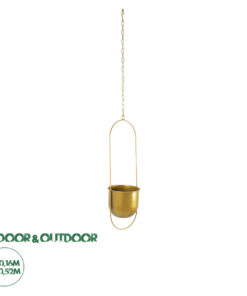 GloboStar® Artificial Garden NISYROS 20488 Κρεμαστό Μεταλλικό Κασπώ Γλάστρα - Flower Pot Χρυσό Φ16cm x Υ52cm
