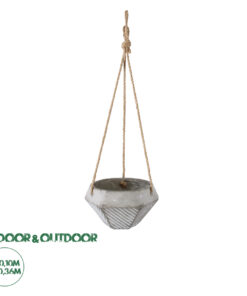GloboStar® Artificial Garden SARAKINIKO 20490 Κρεμαστό Πήλινο Κεραμικό Κασπώ Γλάστρα - Flower Pot Γκρι Φ10cm x Υ36cm