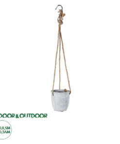 GloboStar® Artificial Garden SCORPIOS 20491 Κρεμαστό Πήλινο Κεραμικό Κασπώ Γλάστρα - Flower Pot Γκρι Φ8.5cm x Υ36cm