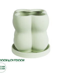 GloboStar® Artificial Garden ATHENA 20499 Διακοσμητικό Κεραμικό Κασπώ Γλάστρα - Flower Pot Πράσινο Ανοιχτό Μ13 x Π13 x Υ14cm
