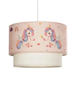 GLOBOSTAR® PONY 204-0016 Παιδικό Κρεμαστό Φωτιστικό Οροφής με Ντουί 1 x E27 AC 220-240V IP20 - Ροζ - Μ30 x Π30 x Υ24cm