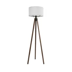 GLOBOSTAR® SAGA 204-0032 Μοντέρνο Επιδαπέδιο Φωτιστικό με Ντουί 1 x E27 AC 220-240V IP20 - Καφέ & Λευκό - Μ38 x Π38 x Υ140cm