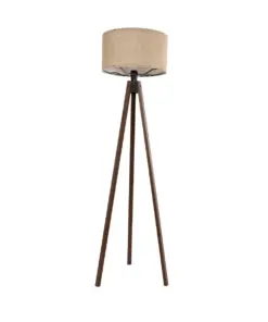 GLOBOSTAR® SAGA 204-0037 Μοντέρνο Επιδαπέδιο Φωτιστικό με Ντουί 1 x E27 AC 220-240V IP20 - Καφέ & Mπεζ - Μ38 x Π38 x Υ140cm