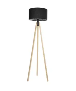 GLOBOSTAR® SAGA 204-0041 Μοντέρνο Επιδαπέδιο Φωτιστικό με Ντουί 1 x E27 AC 220-240V IP20 - Μπεζ & Μαύρο - Μ38 x Π38 x Υ140cm