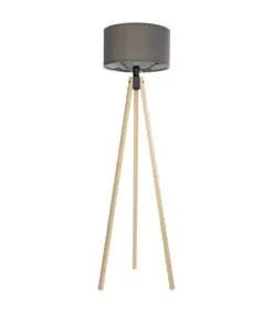 GLOBOSTAR® SAGA 204-0044 Μοντέρνο Επιδαπέδιο Φωτιστικό με Ντουί 1 x E27 AC 220-240V IP20 - Μπεζ & Γκρι - Μ38 x Π38 x Υ140cm