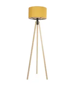 GLOBOSTAR® SAGA 204-0045 Μοντέρνο Επιδαπέδιο Φωτιστικό με Ντουί 1 x E27 AC 220-240V IP20 - Μπεζ & Κίτρινο - Μ38 x Π38 x Υ140cm