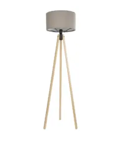 GLOBOSTAR® SAGA 204-0048 Μοντέρνο Επιδαπέδιο Φωτιστικό με Ντουί 1 x E27 AC 220-240V IP20 - Μπεζ & Γκρι - Μ38 x Π38 x Υ140cm