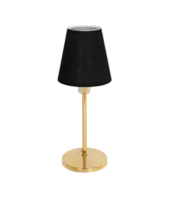 GLOBOSTAR® GLOSSY 204-0056 Μοντέρνο Επιτραπέζιο Φωτιστικό Πορτατίφ με Ντουί 1 x E14 AC 220-240V IP20 - Χρυσό & Μαύρο - Μ14 x Π14 x Υ36cm