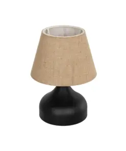 GLOBOSTAR® PYRAMID 204-0057 Μοντέρνο Επιτραπέζιο Φωτιστικό Πορτατίφ με Ντουί 1 x E27 AC 220-240V IP20 - Μαύρο & Μπεζ - Μ22 x Π22 x Υ30cm