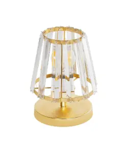 GLOBOSTAR® GLASSY 204-0064 Μοντέρνο Επιτραπέζιο Φωτιστικό Πορτατίφ με Ντουί 1 x E27 AC 220-240V IP20 - Χρυσό & Διάφανο - Μ18 x Π180 x Υ22cm