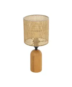 GLOBOSTAR® HARD 204-0065 Boho Επιτραπέζιο Φωτιστικό Πορτατίφ με Ντουί 1 x E14 AC 220-240V IP20 - Καφέ & Μπεζ - Μ15 x Π15 x Υ35cm
