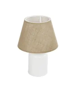 GLOBOSTAR® CIA 204-0082 Μοντέρνο Επιτραπέζιο Φωτιστικό Πορτατίφ με Ντουί 1 x E27 AC 220-240V IP20 - Λευκό & Μπεζ - Μ23 x Π23 x Υ31,5cm