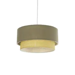 GLOBOSTAR® BIGGIE 204-0097 Μοντέρνο Κρεμαστό Φωτιστικό Οροφής με Ντουί 1 x E27 AC 220-240V IP20 - Λαδί & Μπεζ - Μ30 x Π30 x Υ17cm