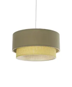 GLOBOSTAR® BIGGIE 204-0097 Μοντέρνο Κρεμαστό Φωτιστικό Οροφής με Ντουί 1 x E27 AC 220-240V IP20 - Λαδί & Μπεζ - Μ30 x Π30 x Υ17cm