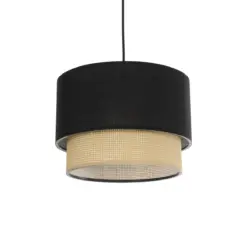 GLOBOSTAR® BIGGIE 204-0098 Μοντέρνο Κρεμαστό Φωτιστικό Οροφής με Ντουί 1 x E27 AC 220-240V IP20 - Μαύρο & Μπεζ - Μ30 x Π30 x Υ23,5cm