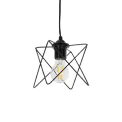 GLOBOSTAR® PATRICK 204-0109 Μοντέρνο Κρεμαστό Φωτιστικό Οροφής με Ντουί 1 x E27 AC 220-240V IP20 - Μαύρο - Μ14 x Π14 x Υ16cm