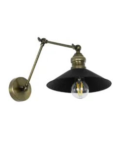 GLOBOSTAR® HAWK 204-0114 Μοντέρνο Φωτιστικό Τοίχου - Απλίκα με Ντουί 1 x E27 AC 220-240V IP20 - Μαύρο & Μπρούτζινο - Μ22 x Π44 x Υ23cm