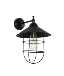 GLOBOSTAR® CAT 204-0116 Μοντέρνο Φωτιστικό Τοίχου - Απλίκα με Ντουί 1 x E27 AC 220-240V IP20 - Μαύρο - Μ22 x Π25 x Υ30cm