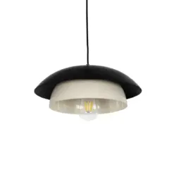 GLOBOSTAR® AURA 204-0117 Μοντέρνο Κρεμαστό Φωτιστικό Οροφής με Ντουί 1 x E27 AC 220-240V IP20 - Μαύρο & Λευκό - Μ37 x Π37 x Υ14,5cm