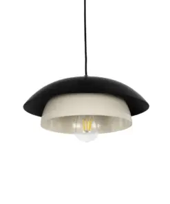 GLOBOSTAR® AURA 204-0117 Μοντέρνο Κρεμαστό Φωτιστικό Οροφής με Ντουί 1 x E27 AC 220-240V IP20 - Μαύρο & Λευκό - Μ37 x Π37 x Υ14,5cm