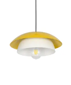 GLOBOSTAR® AURA 204-0118 Μοντέρνο Κρεμαστό Φωτιστικό Οροφής με Ντουί 1 x E27 AC 220-240V IP20 - Κίτρινο & Λευκό - Μ31 x Π31 x Υ27cm
