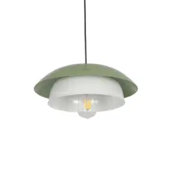 GLOBOSTAR® AURA 204-0119 Μοντέρνο Κρεμαστό Φωτιστικό Οροφής με Ντουί 1 x E27 AC 220-240V IP20 - Πράσινο & Λευκό - Μ31 x Π31 x Υ27cm