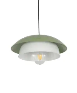 GLOBOSTAR® AURA 204-0119 Μοντέρνο Κρεμαστό Φωτιστικό Οροφής με Ντουί 1 x E27 AC 220-240V IP20 - Πράσινο & Λευκό - Μ31 x Π31 x Υ27cm