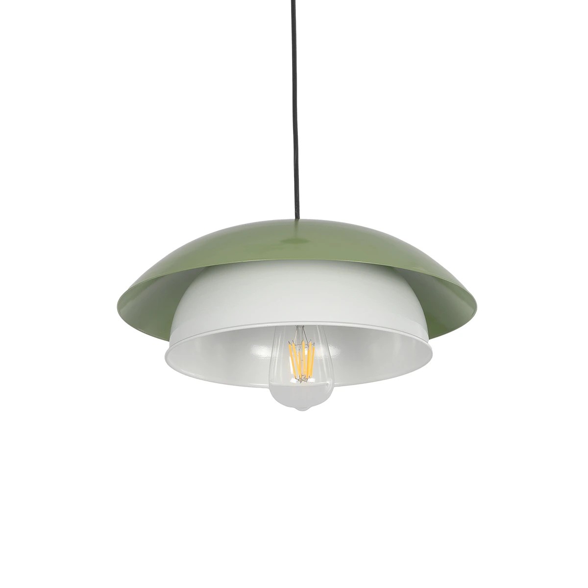 GLOBOSTAR® AURA 204-0119 Μοντέρνο Κρεμαστό Φωτιστικό Οροφής με Ντουί 1 x E27 AC 220-240V IP20 - Πράσινο & Λευκό - Μ31 x Π31 x Υ27cm