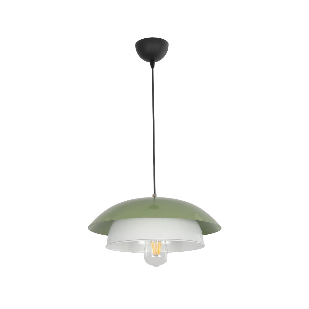 GLOBOSTAR® AURA 204-0119 Μοντέρνο Κρεμαστό Φωτιστικό Οροφής με Ντουί 1 x E27 AC 220-240V IP20 - Πράσινο & Λευκό - Μ31 x Π31 x Υ27cm - Image 4