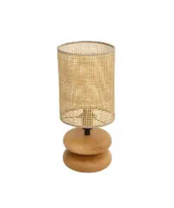 GLOBOSTAR® KLOO 204-0143 Boho Επιτραπέζιο Φωτιστικό Πορτατίφ με Ντουί 1 x E14 AC 220-240V IP20 - Καφέ & Μπεζ - Μ15 x Π15 x Υ35cm