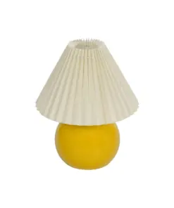 GLOBOSTAR® LISBON 204-0155 Μοντέρνο Επιτραπέζιο Φωτιστικό Πορτατίφ με Ντουί 1 x E27 AC 220-240V IP20 - Κίτρινο & Μπεζ - Μ24 x Π24 x Υ28cm