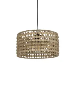 GLOBOSTAR® POMEGRANDE 204-0158 Boho Κρεμαστό Φωτιστικό Οροφής με Ντουί 1 x E27 AC 220-240V IP20 - Μπεζ & Καφέ - Μ30 x Π30 x Υ18cm