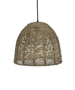 GLOBOSTAR® MEKA 204-0162 Boho Κρεμαστό Φωτιστικό Οροφής με Ντουί 1 x E27 AC 220-240V IP20 - Καφε - Μ30 x Π30 x Υ28cm