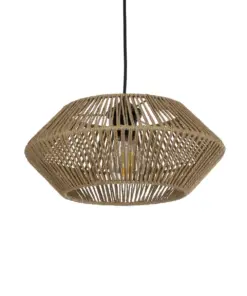 GLOBOSTAR® CASTRO 204-0164 Boho Κρεμαστό Φωτιστικό Οροφής με Ντουί 1 x E27 AC 220-240V IP20 - Μπεζ - Μ33 x Π33 x Υ17cm