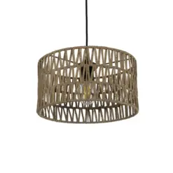 GLOBOSTAR® DARIO 204-0166 Boho Κρεμαστό Φωτιστικό Οροφής με Ντουί 1 x E27 AC 220-240V IP20 - Μπεζ - Μ30 x Π30 x Υ18cm