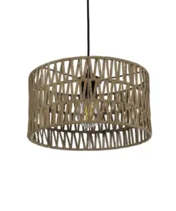 GLOBOSTAR® DARIO 204-0166 Boho Κρεμαστό Φωτιστικό Οροφής με Ντουί 1 x E27 AC 220-240V IP20 - Μπεζ - Μ30 x Π30 x Υ18cm