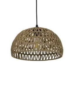 GLOBOSTAR® DARIO 204-0167 Boho Κρεμαστό Φωτιστικό Οροφής με Ντουί 1 x E27 AC 220-240V IP20 - Μπεζ - Μ30 x Π30 x Υ19cm
