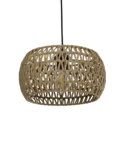 GLOBOSTAR® DARIO 204-0168 Boho Κρεμαστό Φωτιστικό Οροφής με Ντουί 1 x E27 AC 220-240V IP20 - Καφέ - Μ31 x Π31 x Υ18,5cm