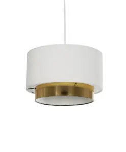 GLOBOSTAR® BASIL 204-0173 Μοντέρνο Κρεμαστό Φωτιστικό Οροφής με Ντουί 1 x E27 AC 220-240V IP20 - Μπεζ & Χρυσό - Μ30 x Π30 x Υ20cm