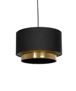 GLOBOSTAR® BASIL 204-0174 Μοντέρνο Κρεμαστό Φωτιστικό Οροφής με Ντουί 1 x E27 AC 220-240V IP20 - Μαύρο & Χρυσό - Μ30 x Π30 x Υ20cm