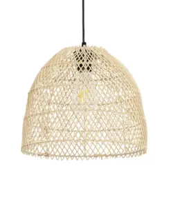 GLOBOSTAR® CESTINO 204-0178 Boho Κρεμαστό Φωτιστικό Οροφής Μονόφωτο 1 x E27 AC 220-240V IP20 Μπεζ - Μ30 x Π30 x Υ25cm