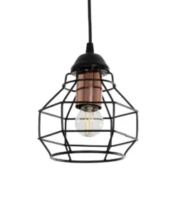 GLOBOSTAR® BUR 204-0180 Μοντέρνο Κρεμαστό Φωτιστικό Οροφής Μονόφωτο 1 x E27 AC 220-240V IP20 Μαύρο - Μ16 x Π16 x Υ19cm