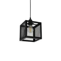 GLOBOSTAR® JAULA 204-0181 Μοντέρνο Κρεμαστό Φωτιστικό Οροφής Μονόφωτο 1 x E27 AC 220-240V IP20 Μαύρο - Μ16 x Π16 x Υ16cm