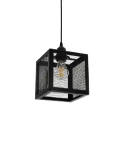 GLOBOSTAR® JAULA 204-0181 Μοντέρνο Κρεμαστό Φωτιστικό Οροφής Μονόφωτο 1 x E27 AC 220-240V IP20 Μαύρο - Μ16 x Π16 x Υ16cm