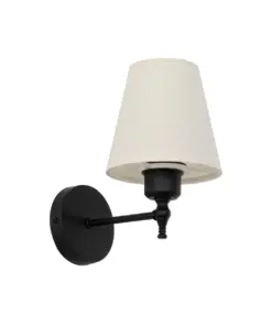 GLOBOSTAR® ELEGANTE 204-0186 Μοντέρνο Φωτιστικό Τοίχου - Απλίκα με Ντουί 1 x E27 AC 220-240V IP20 - Μαύρο & Μπεζ - Μ14 x Π22 x Υ24cm